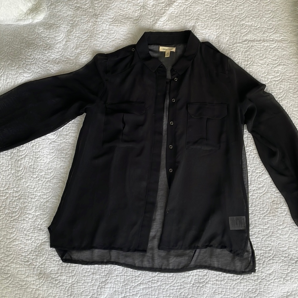 Black Sheer Button Up